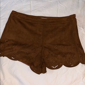 Suede Cutout Shorts